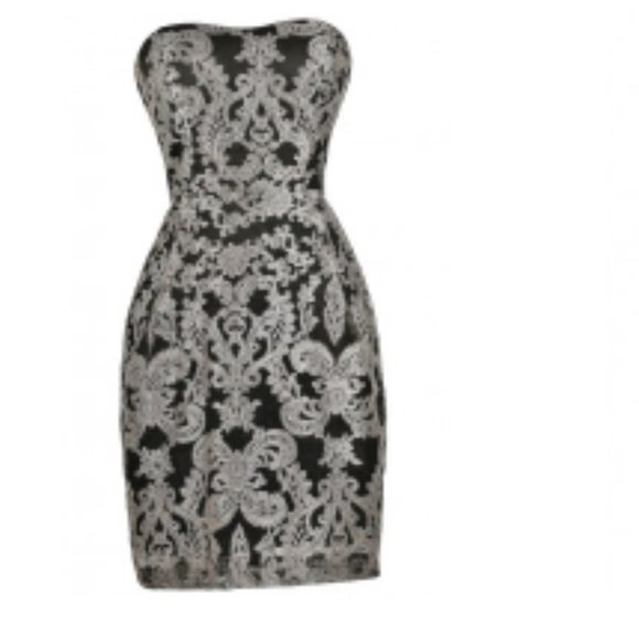 Gilded Baroque Embroidered Black and Gold Party Dress - Picture 5 of 8